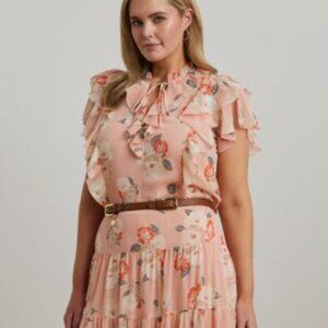 Lauren Ralph Lauren Floral Pink Ruffle Blouse plus size 1X and 3X
